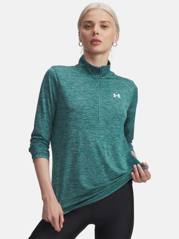 Футболка Under Armour Tech 1/2 Zip- Twist Wmn gray green