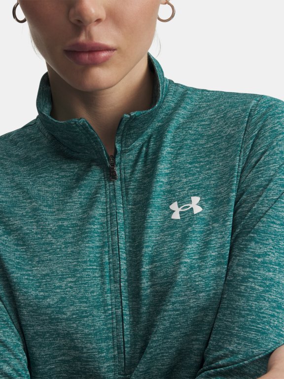 Футболка Under Armour Tech 1/2 Zip- Twist Wmn gray green