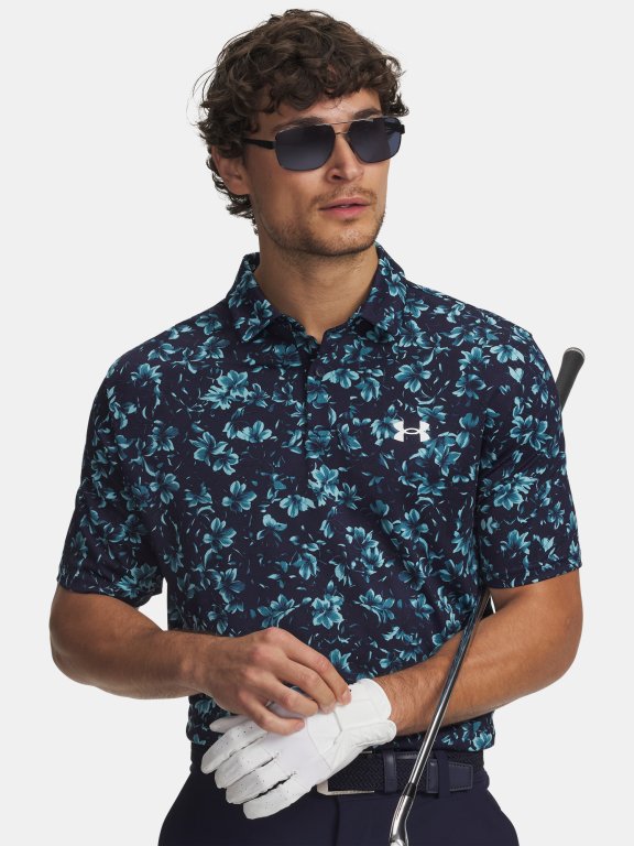 Triko Under Armour Matchplay Printed Polo Man Blue