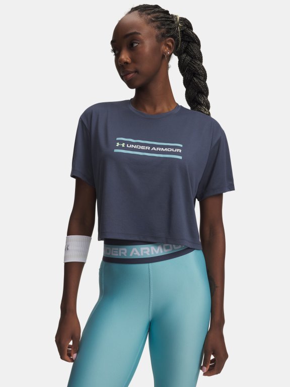 Triko Under Armour Tech Branded Crop SS Wmn Grey