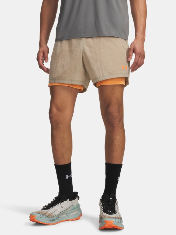 Kraťasy Under Armour Trail Run 5' Lined Short Man Brown