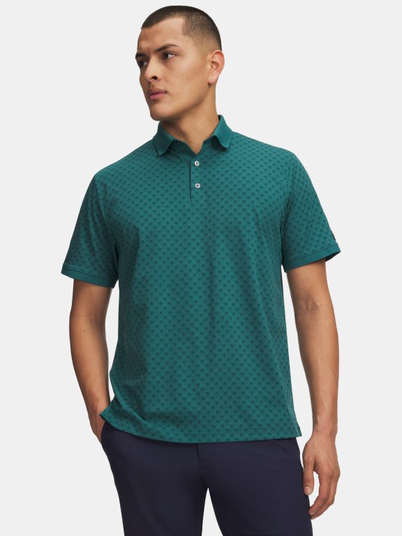 Футболка Under Armour ArmourDry Print Rib Polo Man gray green