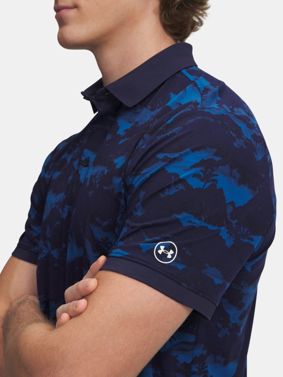 Футболка Under Armour ArmourDry Print Rib Polo Man Blue