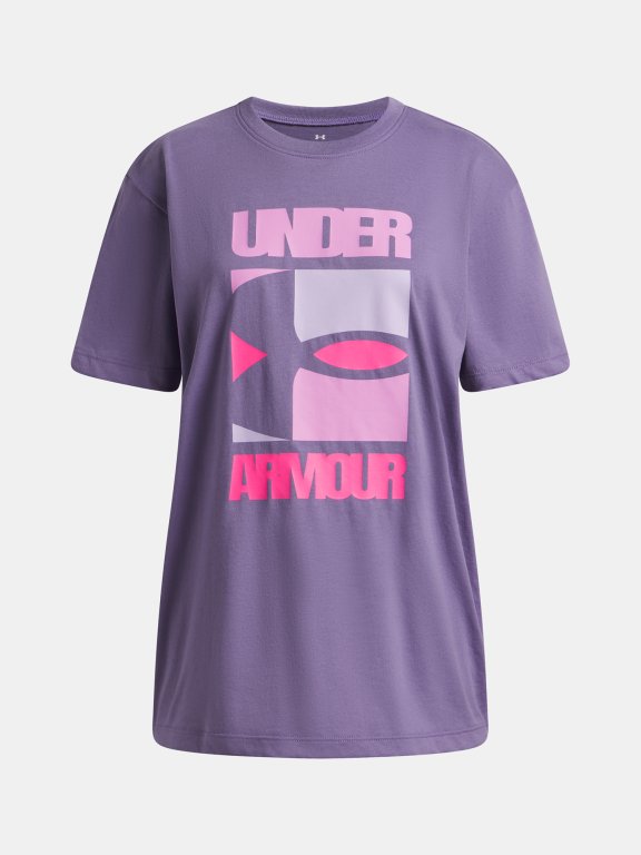 Футболка Under Armour Block Logo OS SS Jr фіолетова