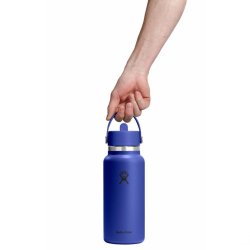 Пляшка Hydro Flask 32 унції (946 мл) з широкою гнучкою солом'яною кришкою - синя