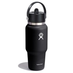 Дорожня пляшка Hydro Flask 24 унції (709 мл) з Wide Flex Straw Travel Bottle - чорна