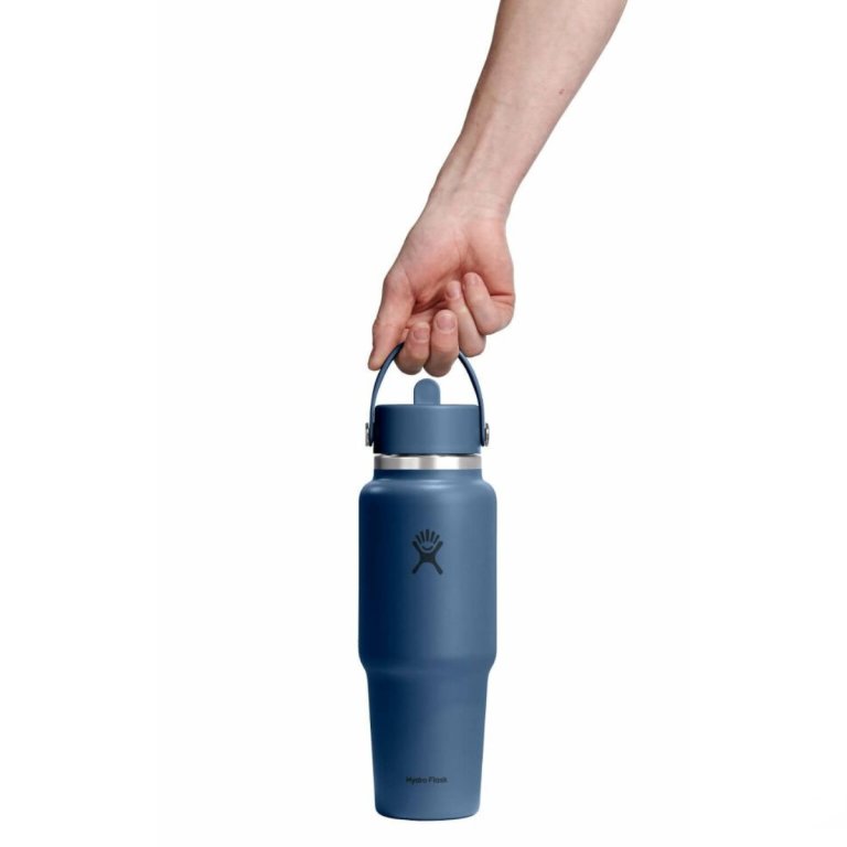 Дорожня пляшка Hydro Flask 32 унції (946 мл) з широкою гнучкою солом'яною стрічкою - синя