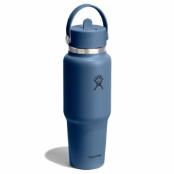 Дорожня пляшка Hydro Flask 32 унції (946 мл) з широкою гнучкою солом'яною стрічкою - синя