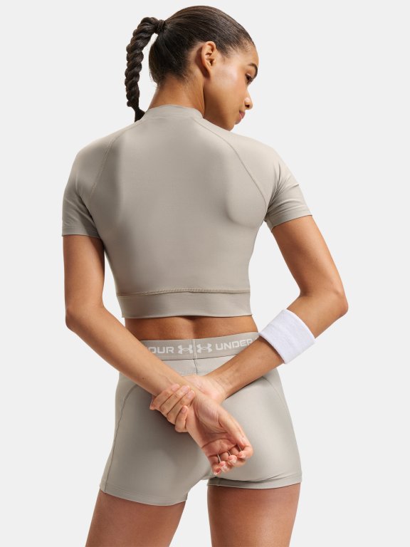 Under Armour HeatGear Crop Mock SS Wmn Brown