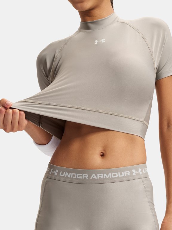 Under Armour HeatGear Crop Mock SS Wmn Brown