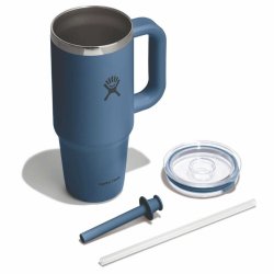 Пляшка Hydro Flask 24 унції (710 мл) з прозорою кришкою для подорожей з тумблером - темно-синя