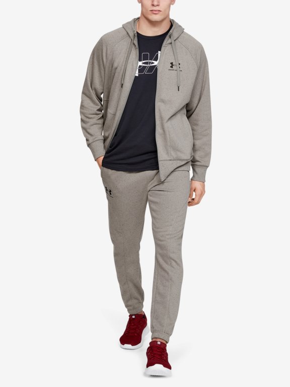 Mikina Under Armour Speckled Fleece Fz Hoodie Man Green