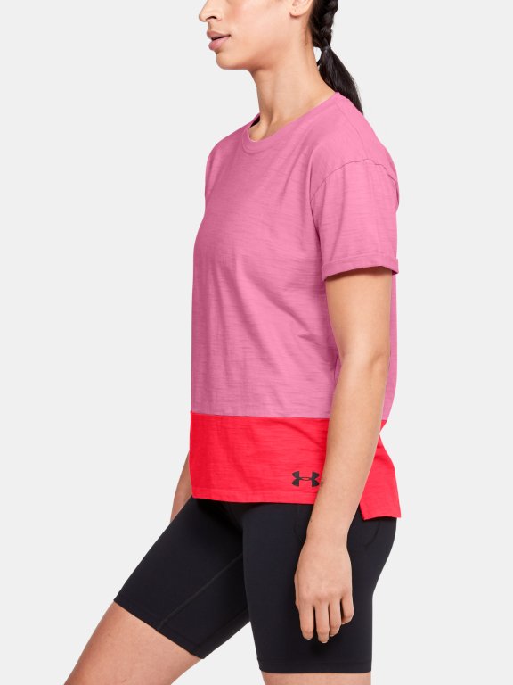 Triko Under Armour Charged Cotton SS Wmn Pink