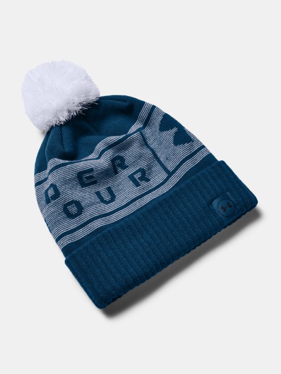 Čepice Under Armour Big Logo Pom Beanie Man Blue