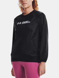 Mikina Under Armour Recover Storm Woven Shine Crew Wmn Black