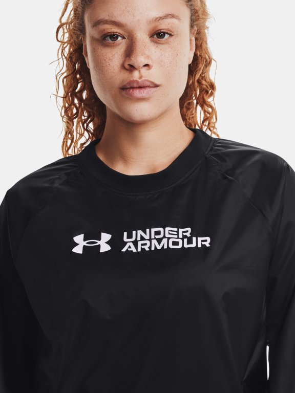 Mikina Under Armour Recover Storm Woven Shine Crew Wmn Black