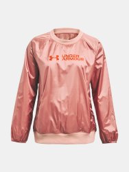 Mikina Under Armour Recover Storm Woven Shine Crew Wmn Pink