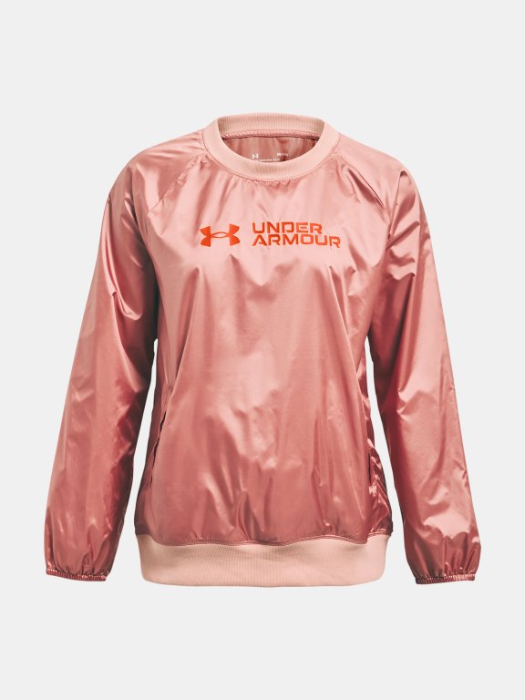 Mikina Under Armour Recover Storm Woven Shine Crew Wmn Pink