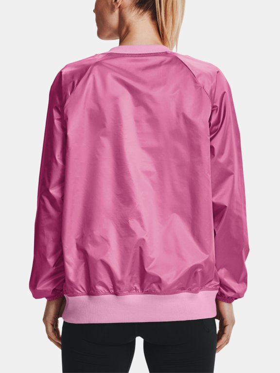 Mikina Under Armour Recover Storm Woven Shine Crew Wmn Pink