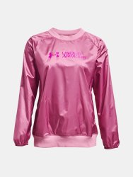 Mikina Under Armour Recover Storm Woven Shine Crew Wmn Pink