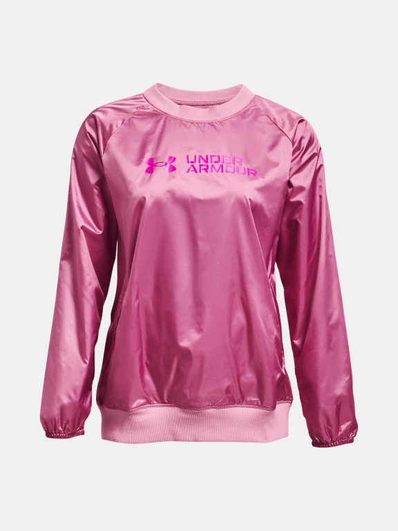 Mikina Under Armour Recover Storm Woven Shine Crew Wmn Pink