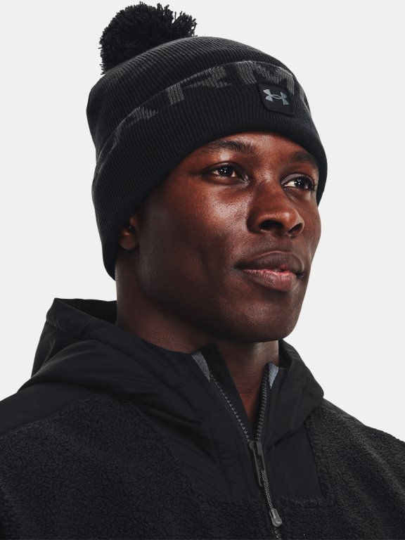 Čepice Under Armour Halftime Fleece Pom Man Black
