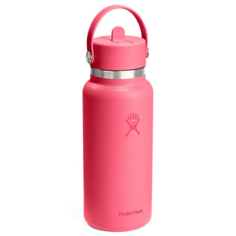Пляшка Hydro Flask 32 унції (946 мл) з широкою гнучкою солом'яною кришкою - рожева