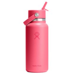 Пляшка Hydro Flask 32 унції (946 мл) з широкою гнучкою солом'яною кришкою - рожева