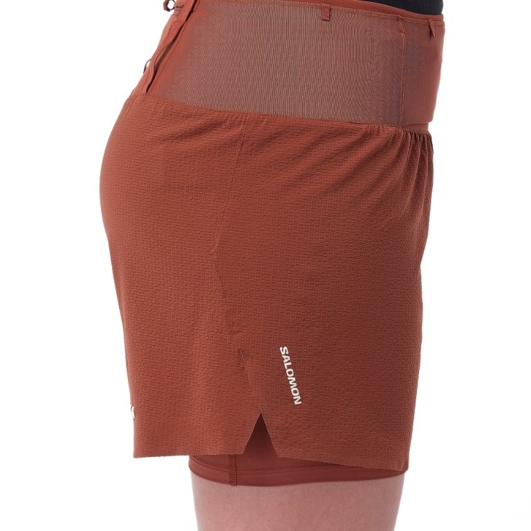 Šortky Salomon Sense Aero 2In1 Trail 4" Shorts W – hnedé