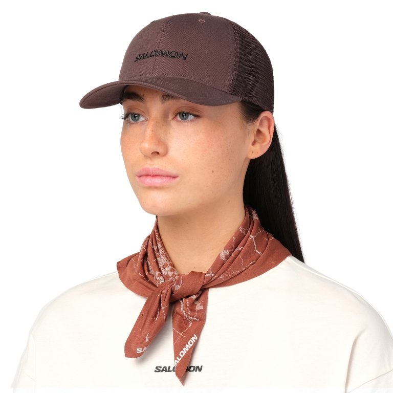 Kšiltovka Salomon Logo Trucker Cap - tmavě hnědá