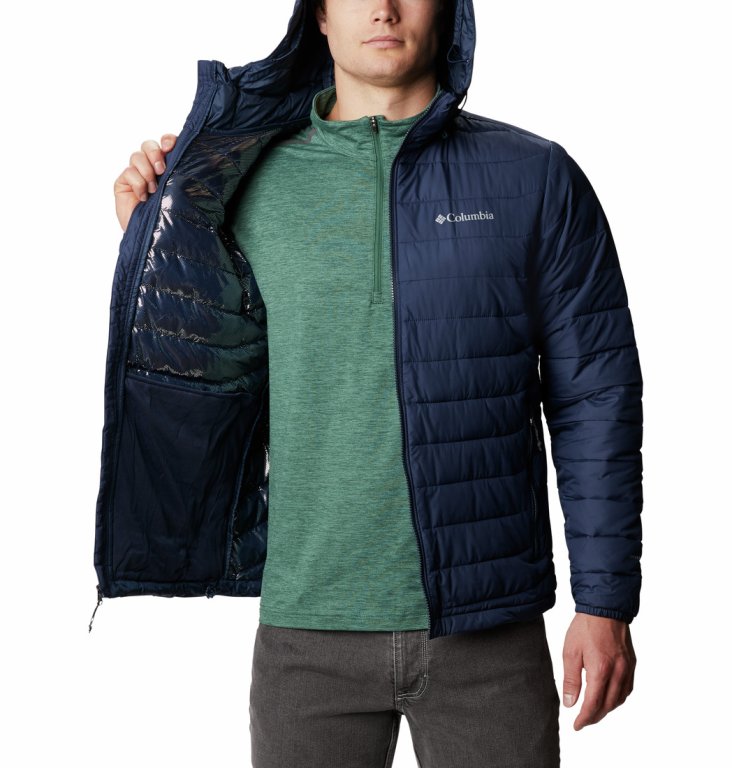 Bunda Columbia Powder Lite™ Hooded Jacket - tmavě modrá