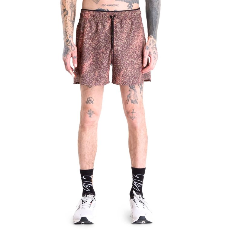 Kraťasy On Trail Shorts M - černá/červená/hnědá