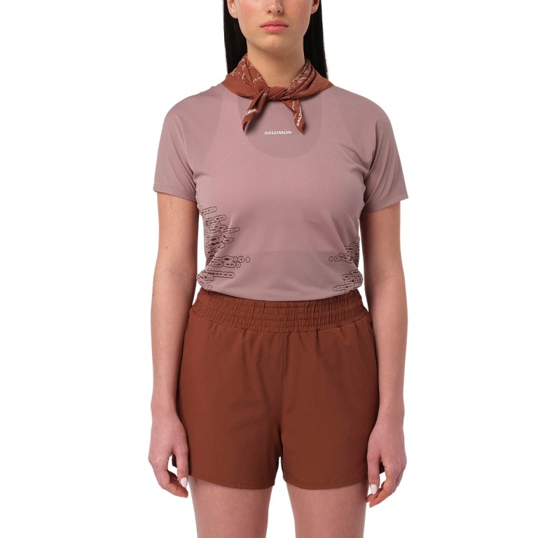 Tričko Salomon Sense Aero SS Tee Gfx W - růžová
