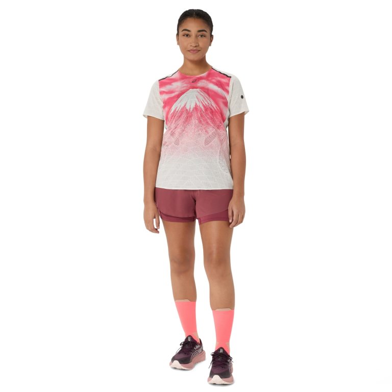 Tričko Asics Fujitrail Elite Graphic SS Top W – biele/červené