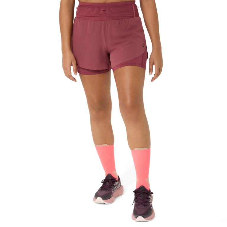 Šortky Asics Fujitrail Elite Short W – červené