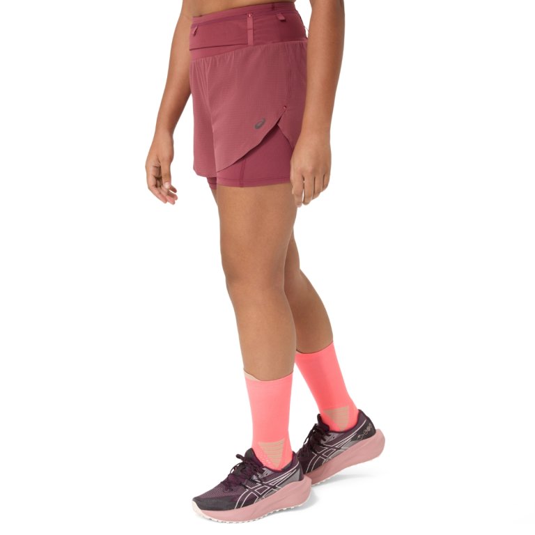 Šortky Asics Fujitrail Elite Short W – červené