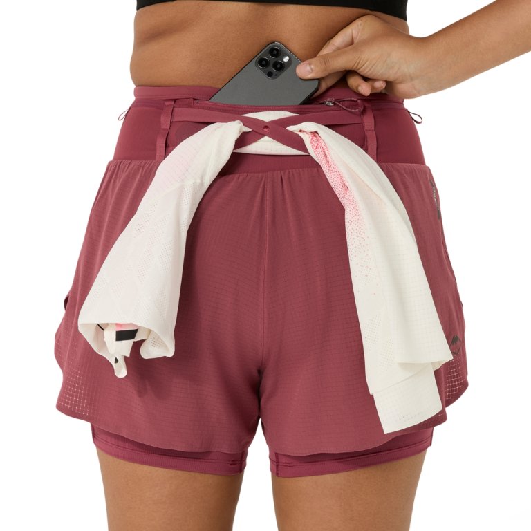 Šortky Asics Fujitrail Elite Short W – červené
