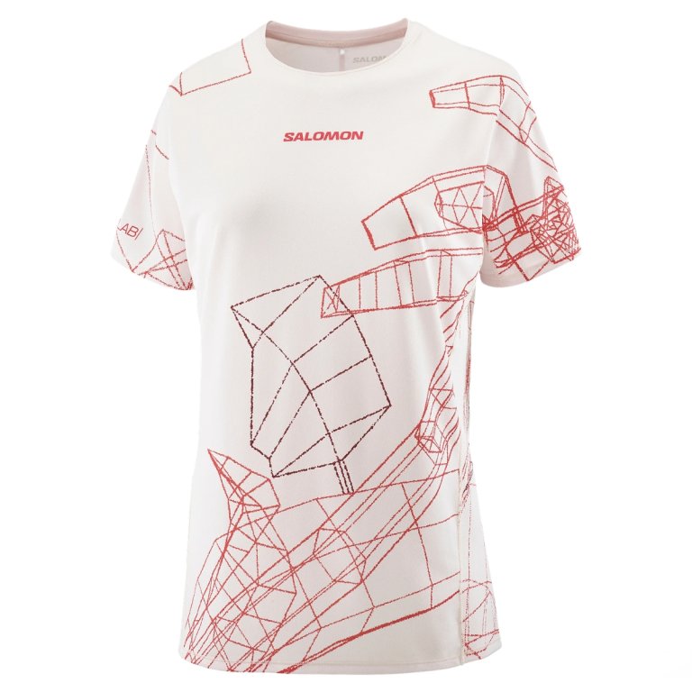 Tričko Salomon S/LAB Speed Tee W - bílá/červená