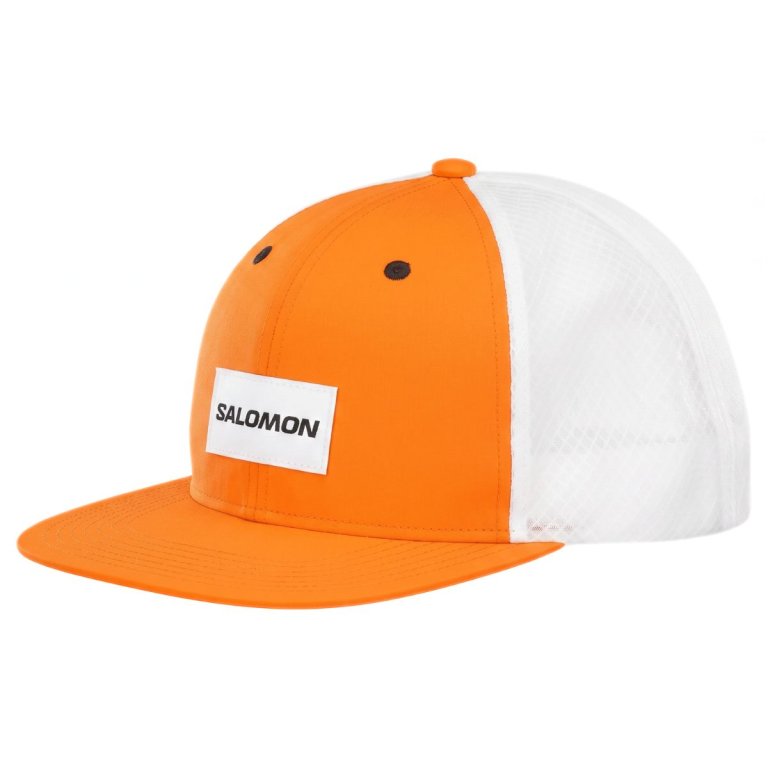 Kšiltovka Salomon Trucker Flat Cap - oranžová/bílá
