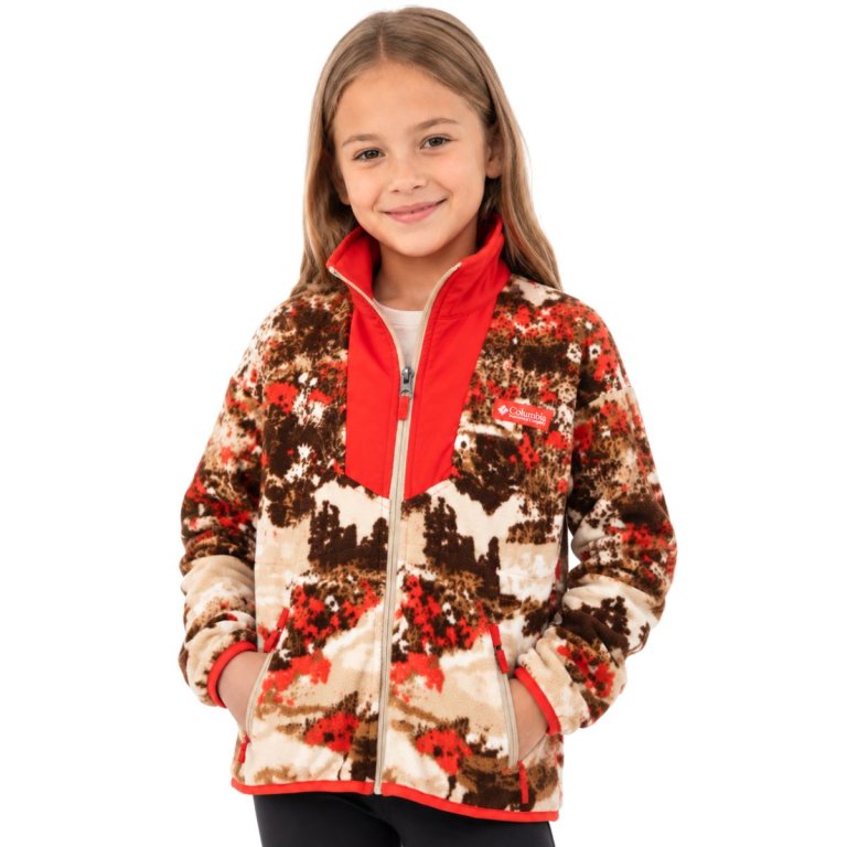 Mikina Columbia Sequoia Grove™ Printed Full Zip Fleece J - béžová/hnědá/červená