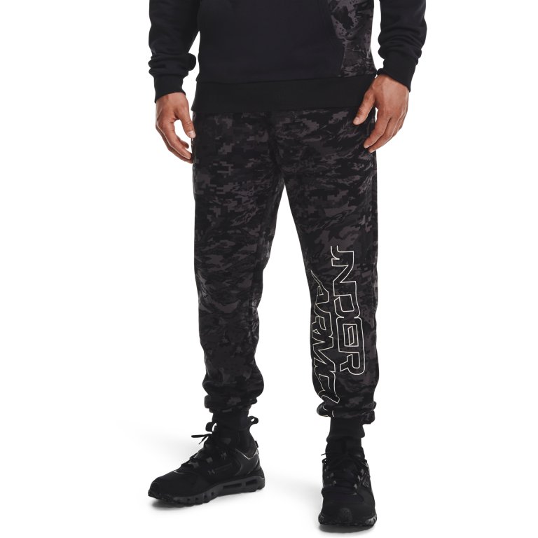 Tepláky Under Armour Rival FLC Camo Script JGR M - černá