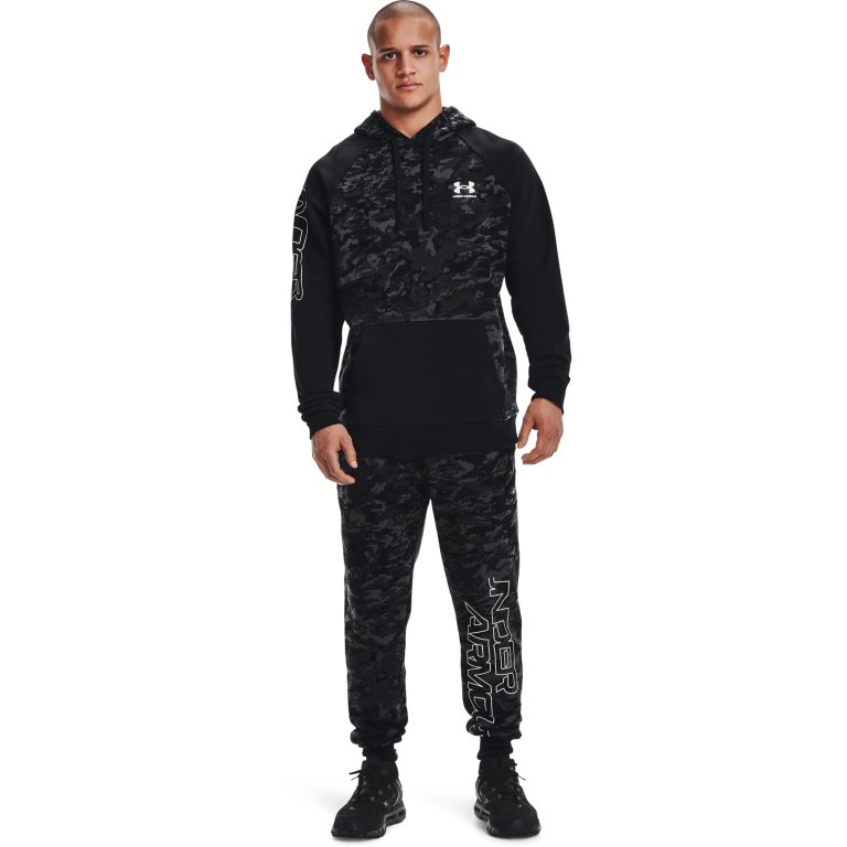 Tepláky Under Armour Rival FLC Camo Script JGR M - černá