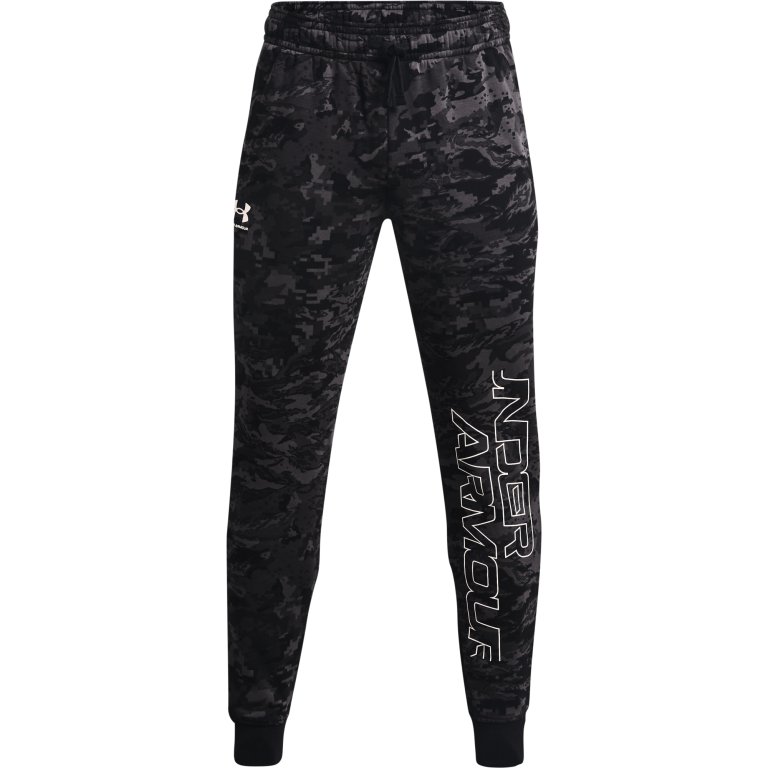 Tepláky Under Armour Rival FLC Camo Script JGR M - černá