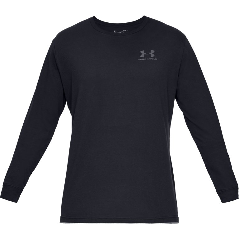 Футболка Under Armour Sportstyle ліва нагрудна частина LS M - чорний