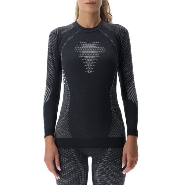 Футболка UYN Cashmere Shiny 2.0 UW LG SL Round Neck W - чорно/сіра