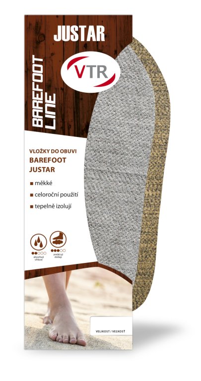 Vložky do bot VTR BAREFOOT JUSTAR - šedá