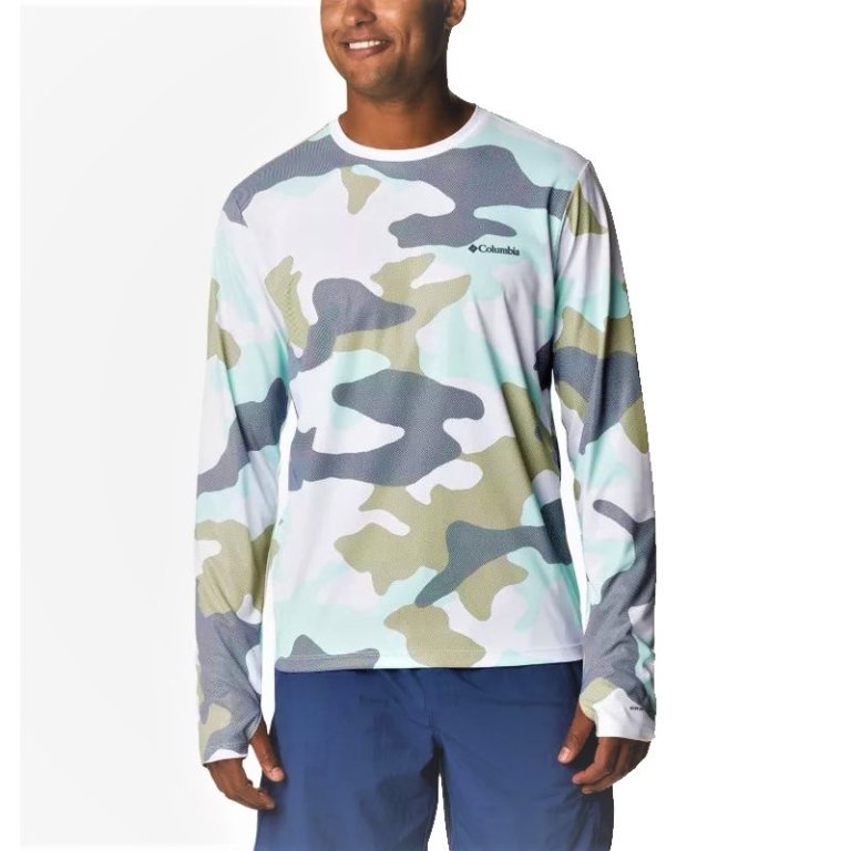 Футболка чоловіча Columbia Sun Deflector Summerdry™ EU LS Shirt M - сіра/бежева/блакитна