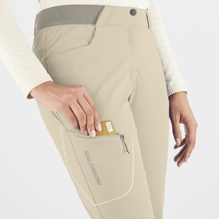 Штани Salomon Wayfarer Pants W - бежеві (подовжена довжина)