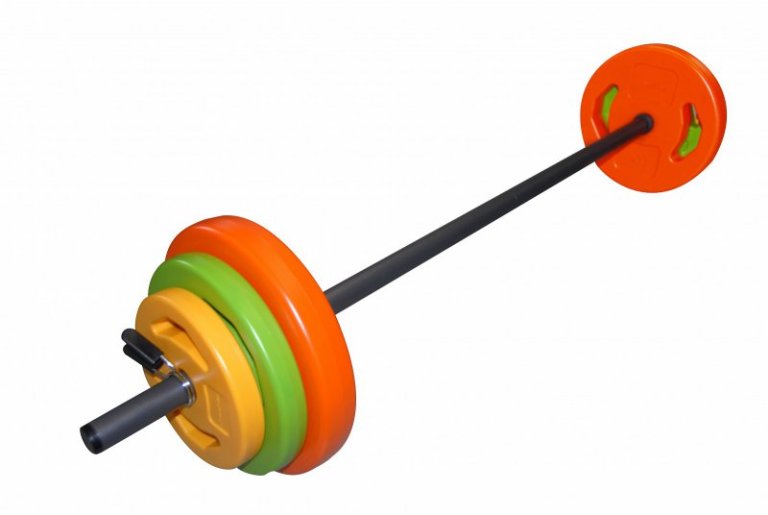 Činkový set Aerobic Tunturi Pump 20 kg - oranžová/zelená/žlutá